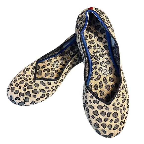 Rothy’s Women’s Sz 6.5 Round Toe Spotted Leopard Cheetah Ballet Flats Washable - Picture 3 of 9